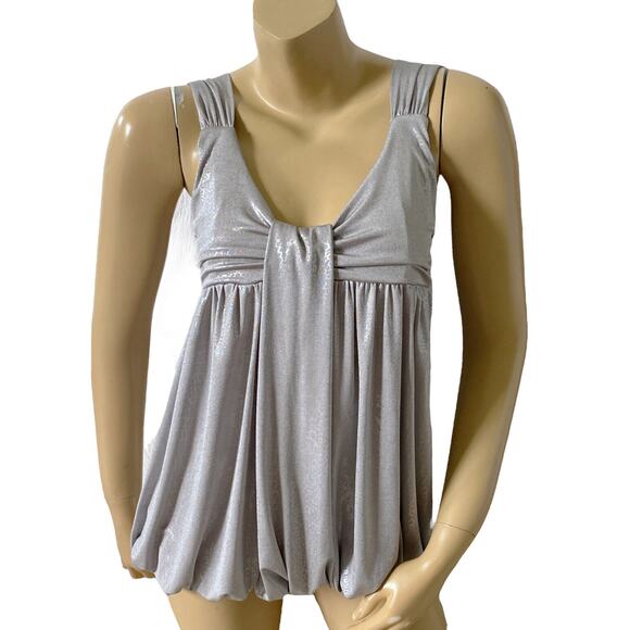 INC Womens Petite Size Small PS Silver Sleeveless Animal Print Bubble Tank Shirt - Picture 1 of 7